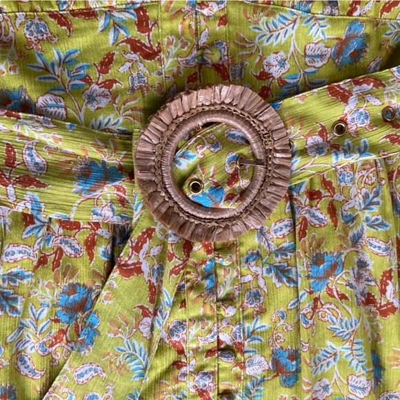 Sam Edelman Lemon Floral Cotton Maxi Dress Belted NWT Size L - Picture 6 of 15